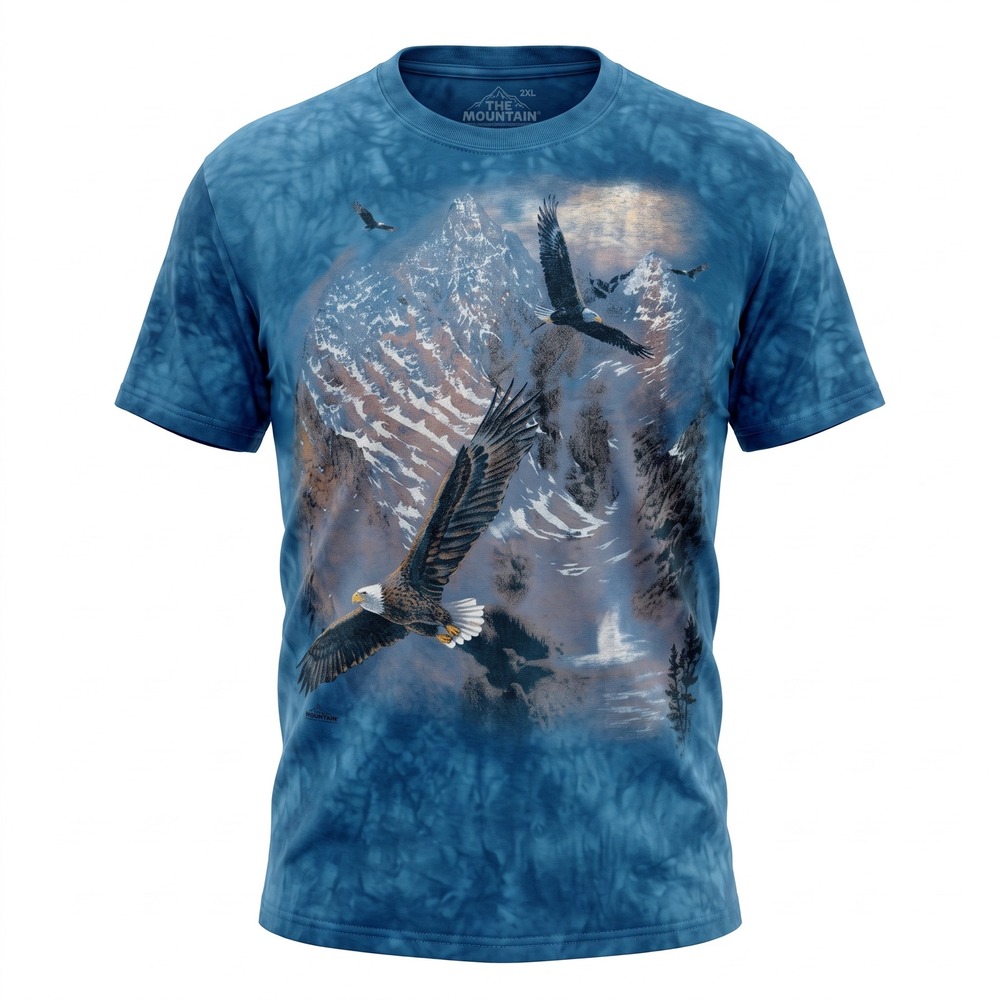 The‎ Mountain Eagle Graphic T-Shirt Mens 2XL Blue Good Tie Dye Nature Tee